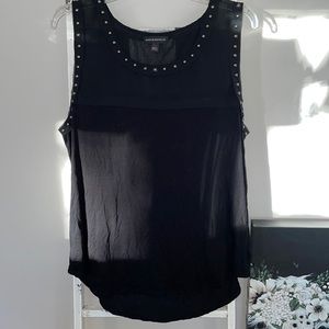 Black shirt with silver rhinestones